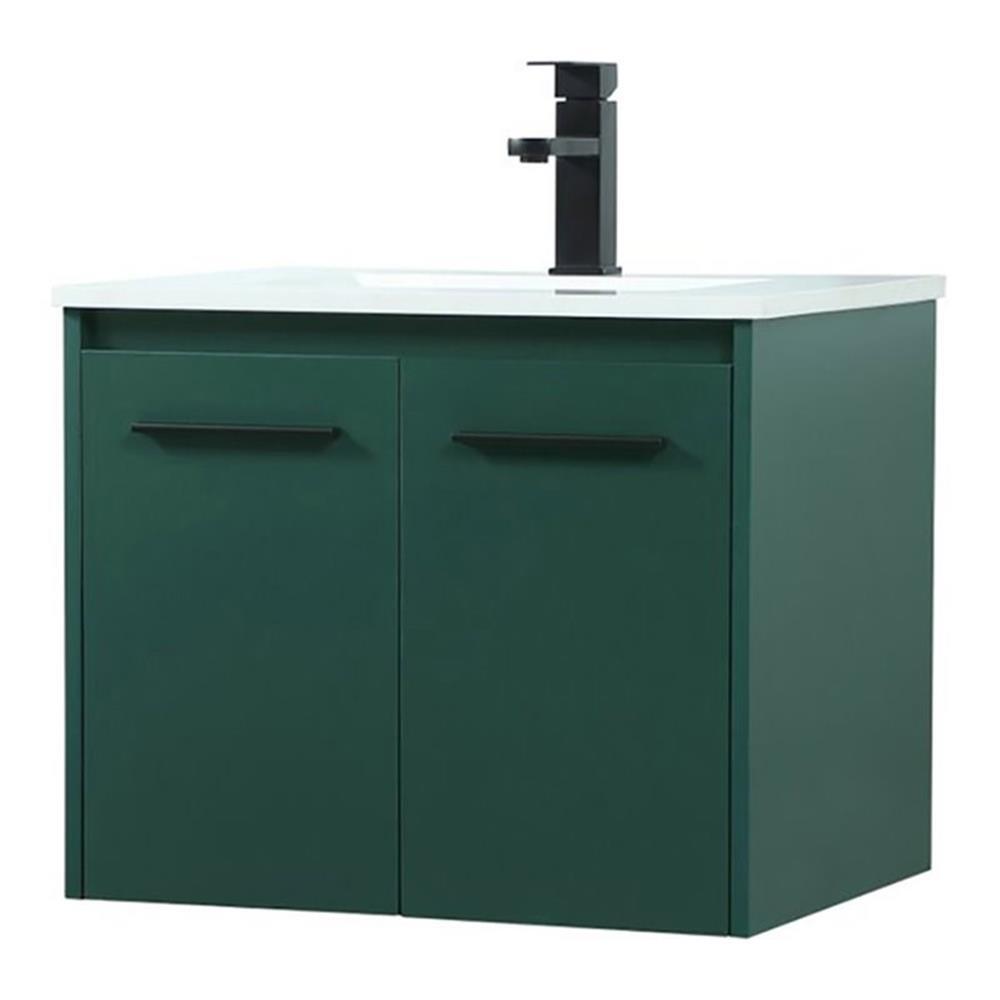 Elegant Decor Penn 24″ Aluminum Alloy MDF Single Bathroom Vanity in Green