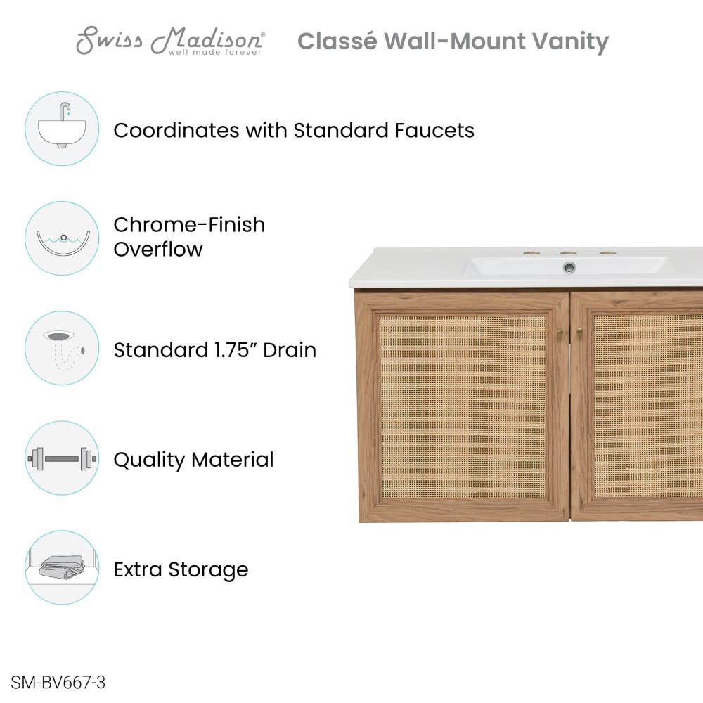 Swiss Madison SM-BV667-3 Classe 36″ – Golden Oak / White