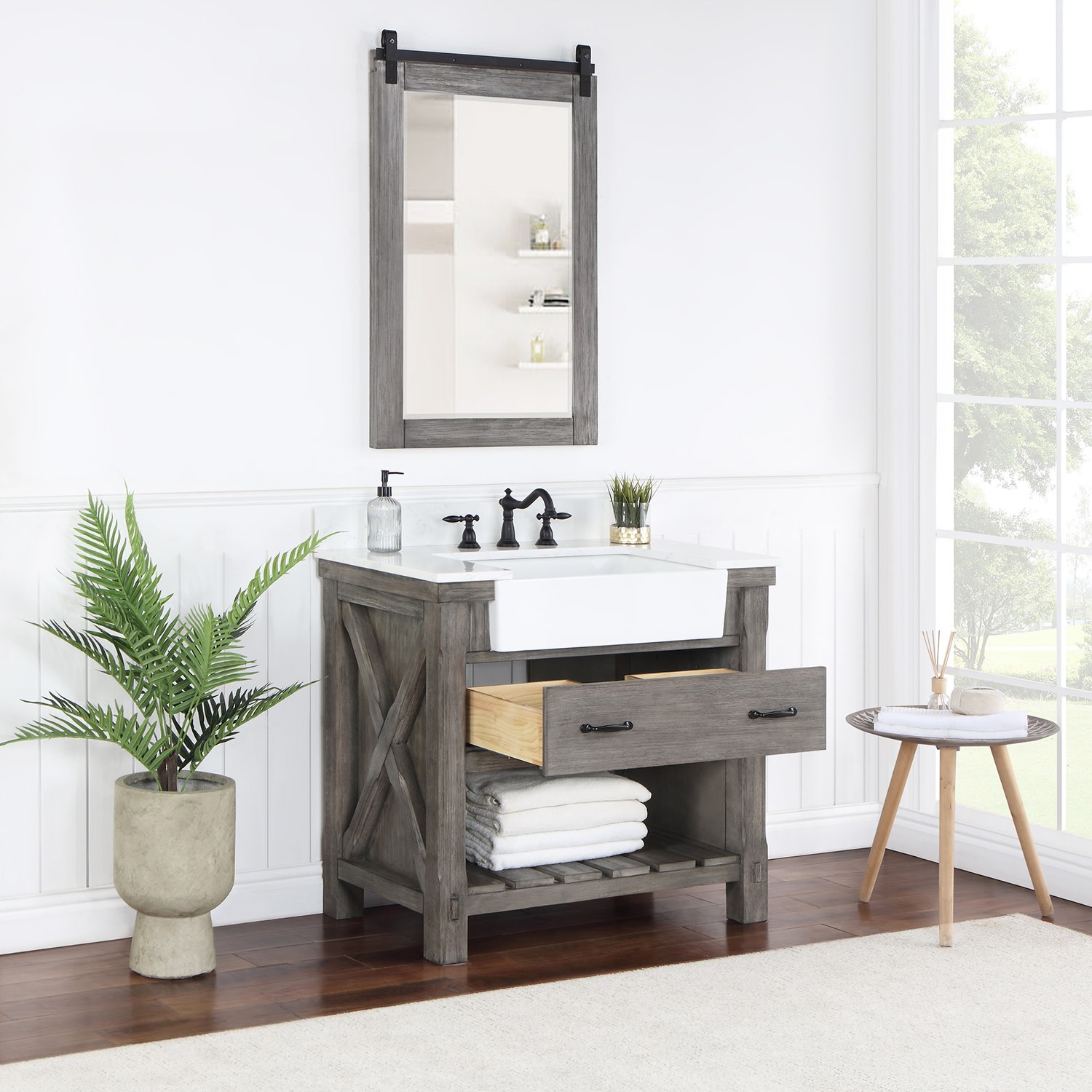 Miseno MV-701636 Villareal 36″ – Weathered Pine / White