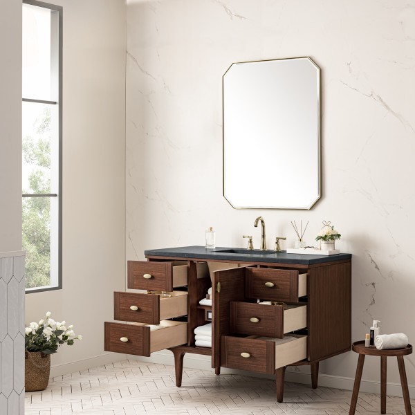 48″ James Martin Amberly 670-V48-WLT-3CSP Vanity Cabinet Charcoal Soapstone Top