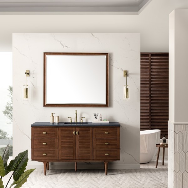 60″ James Martin Amberly 670-V60S-WLT-3CSP Vanity Cabinet Charcoal Soapstone Top
