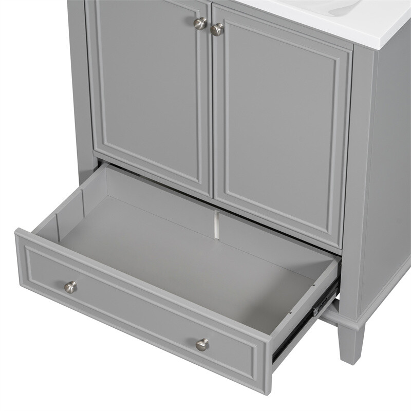 30″ Modern Bathroom Vanity with Sink Set,Gray Bathroom Cabinet w/Doors & Drawer