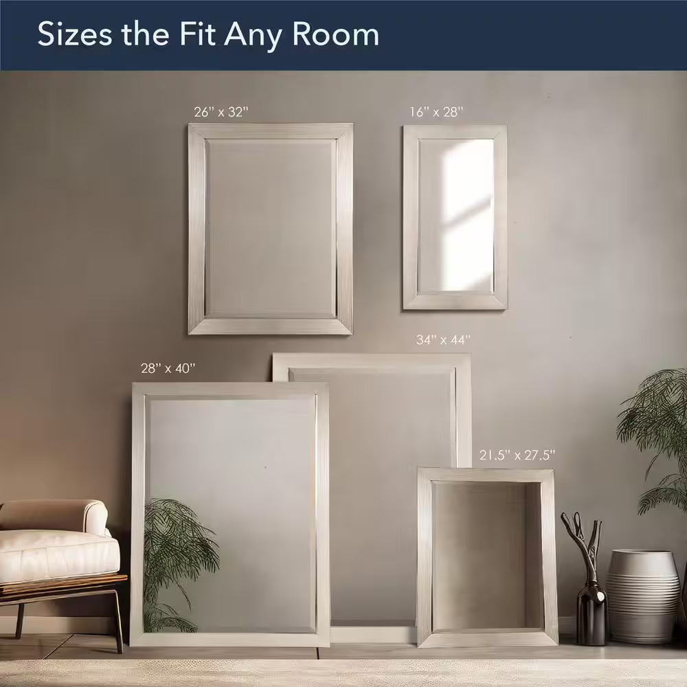 Modern 26 In. W X 32 In. H Framed Rectangular Beveled Edge Bathroom Vanity Mirro