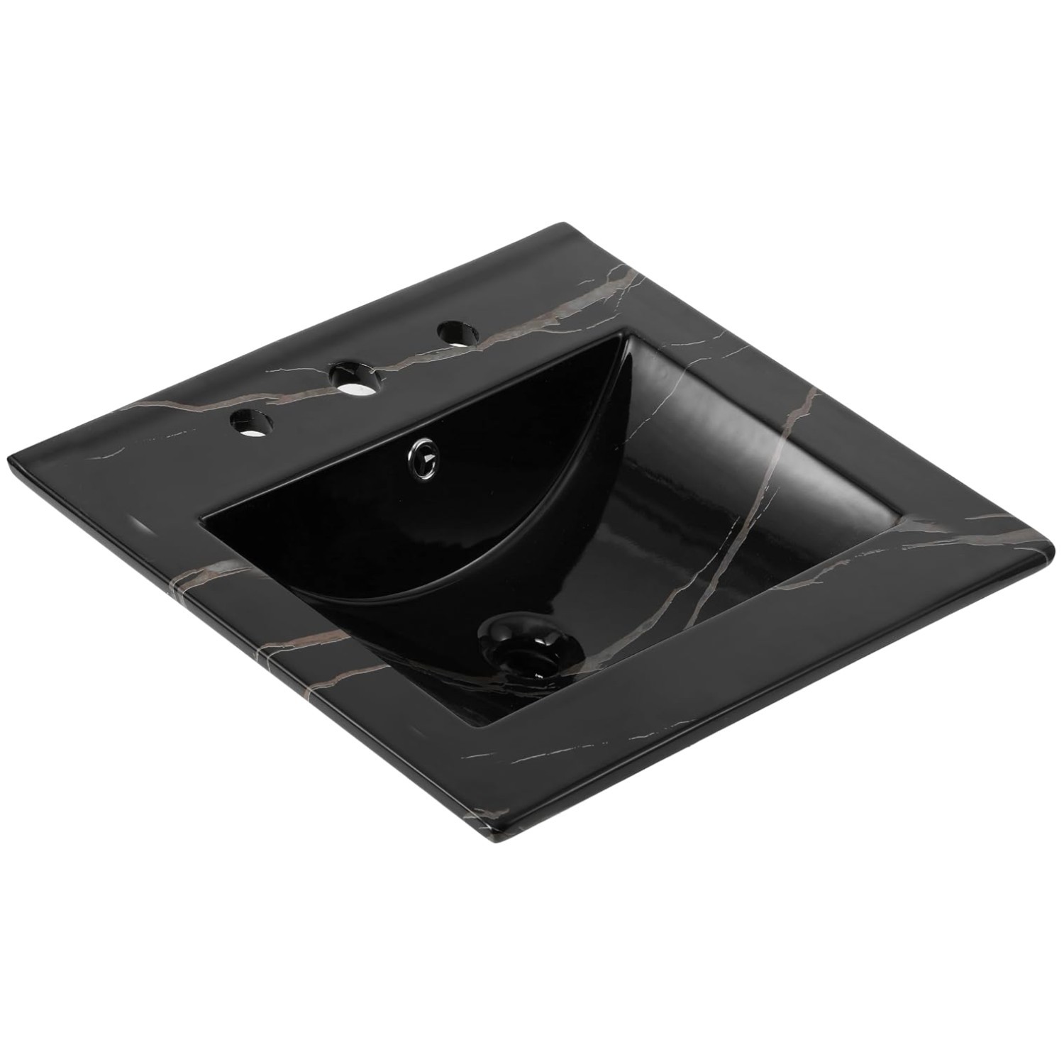 Elegant 20″ Rectangular Black Marble Ceramic Vanity Sink Top – Timeless Design