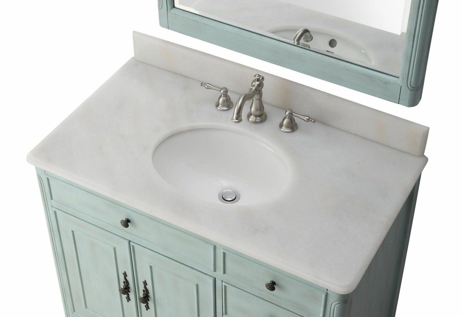 38 inch Distressed Light Blue Daleville Bathroom Sink Vanity 837LB