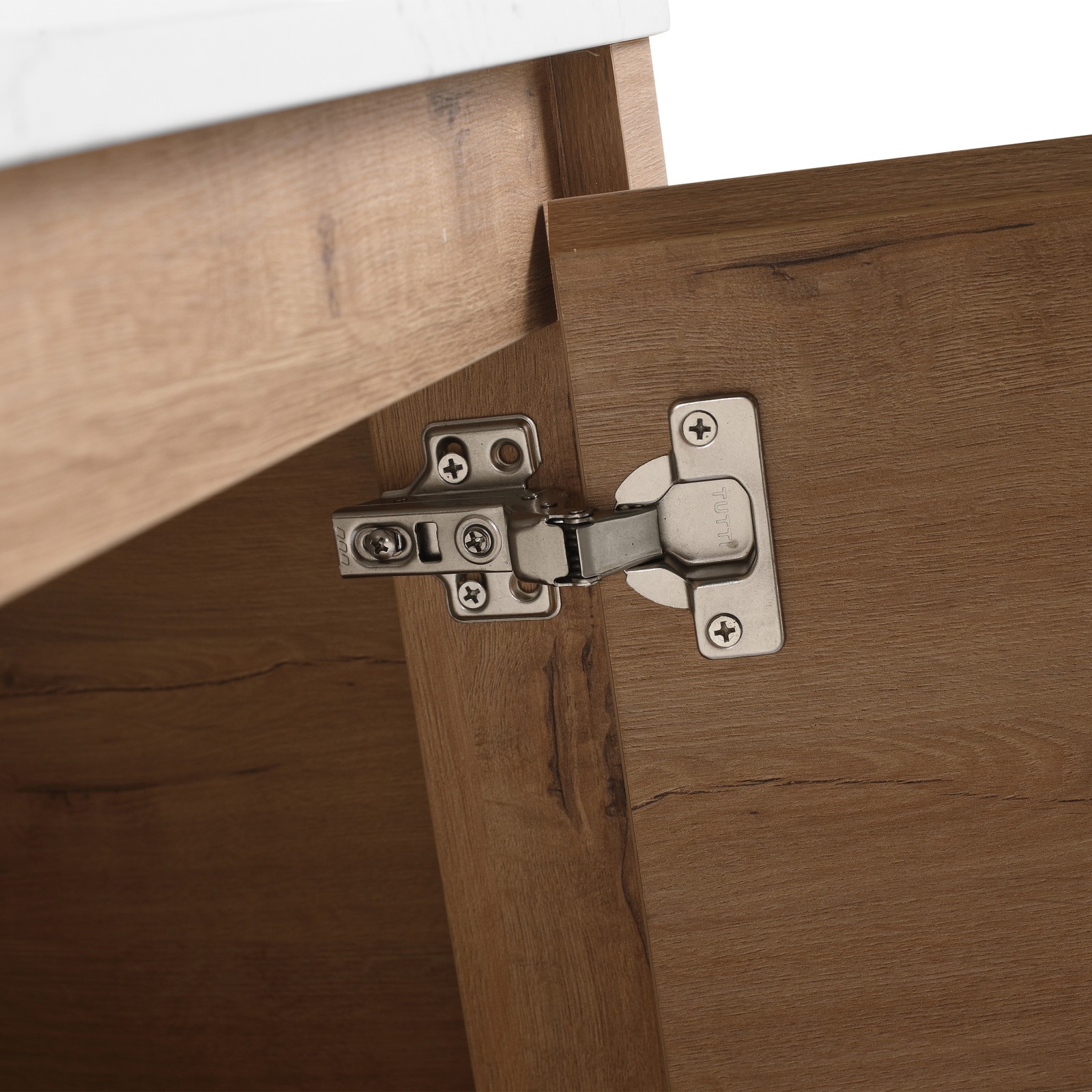 72in Wall-Mounted Bathroom Vanity W/ Double White Ceramic Basin Shelves Plywood