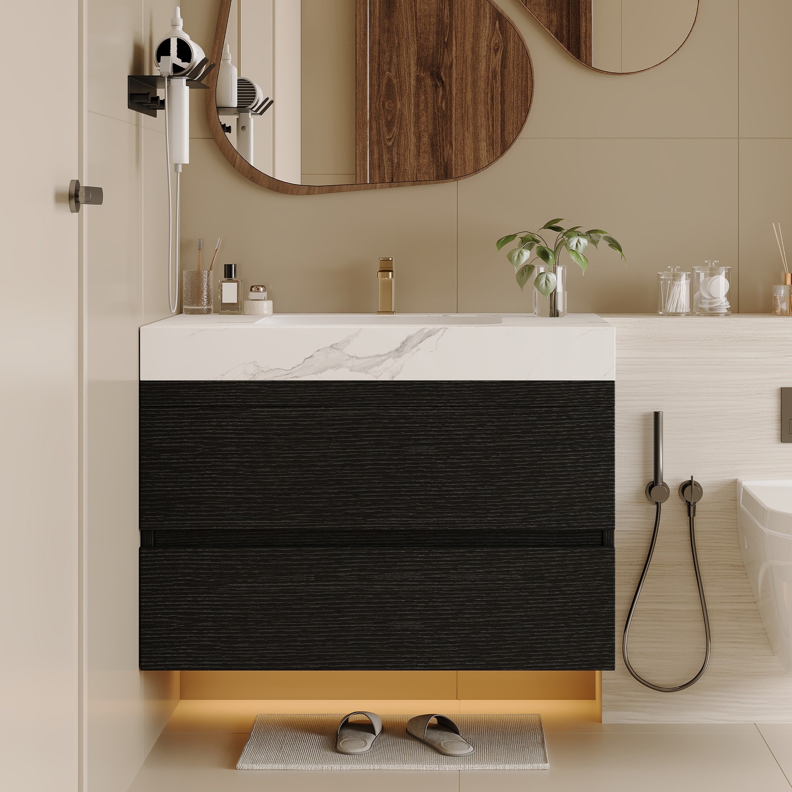 29.9″ Floating Bathroom Vanity with Sink, Wall-Mounted for Small Bathrooms