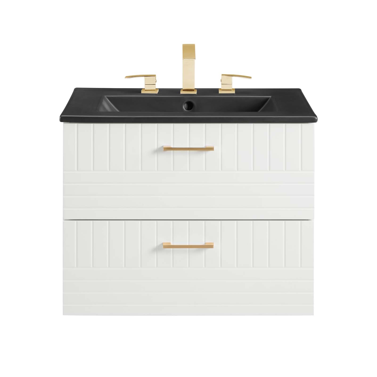 Modway Daybreak 24″ Wall-Mount Bathroom Vanity in White Black