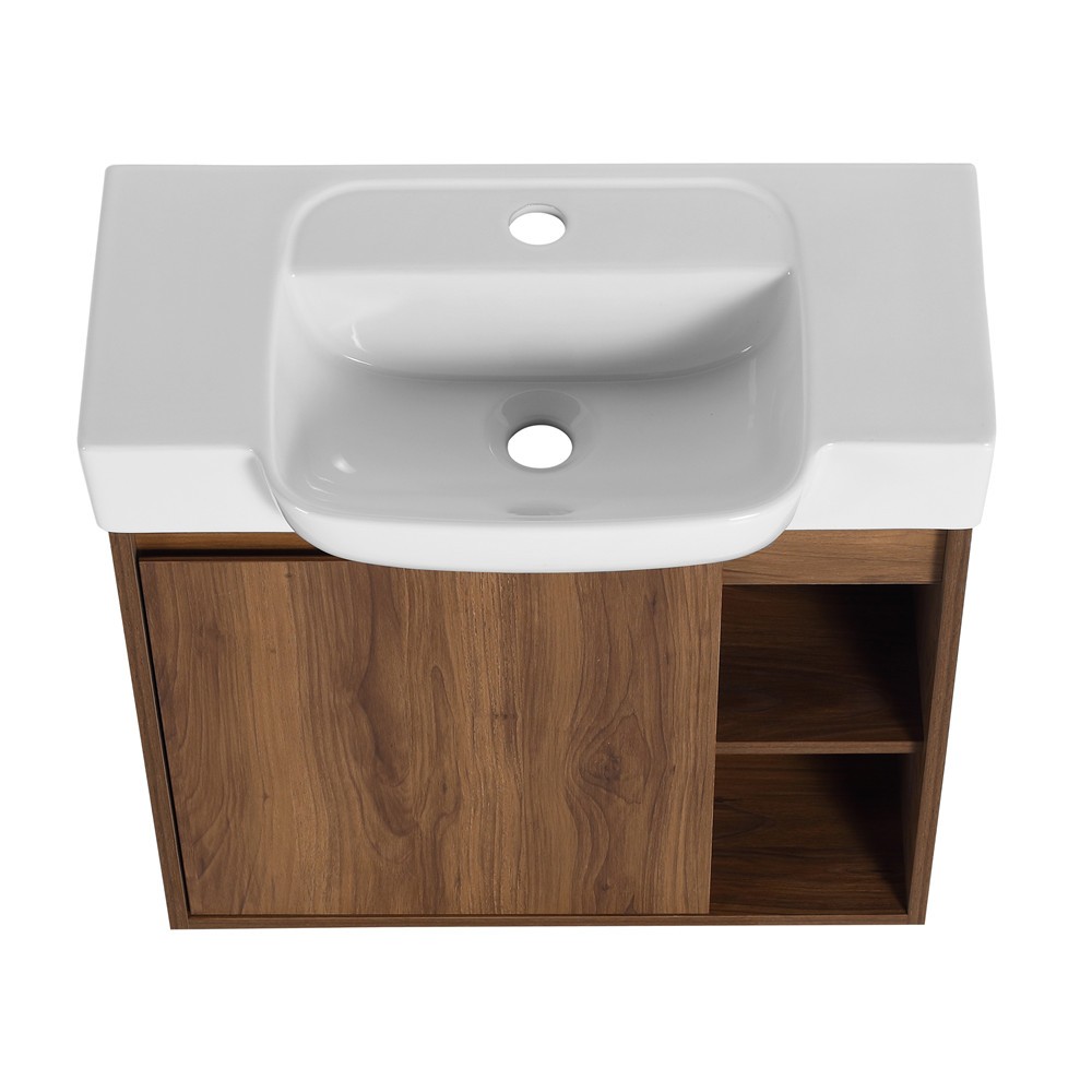 24″ 28″ Wall Mounted Bathroom Vanity with Sink, Floating Vanity Cabinet, Shelves