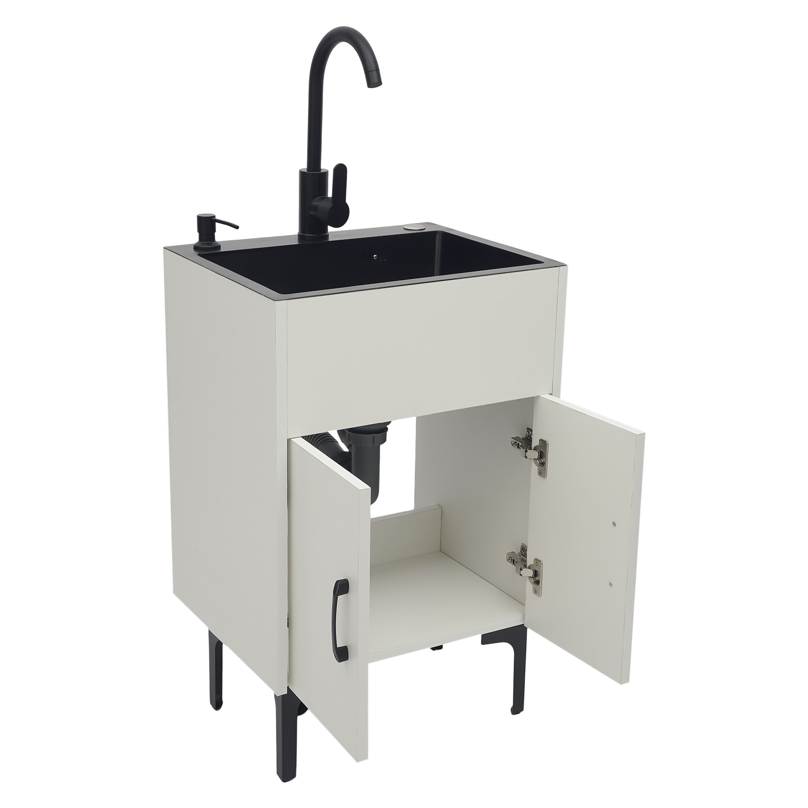 20″ Laundry Sink Cabinet w/ Faucet, Freestanding Utility Sink Cabinet w/ Storage