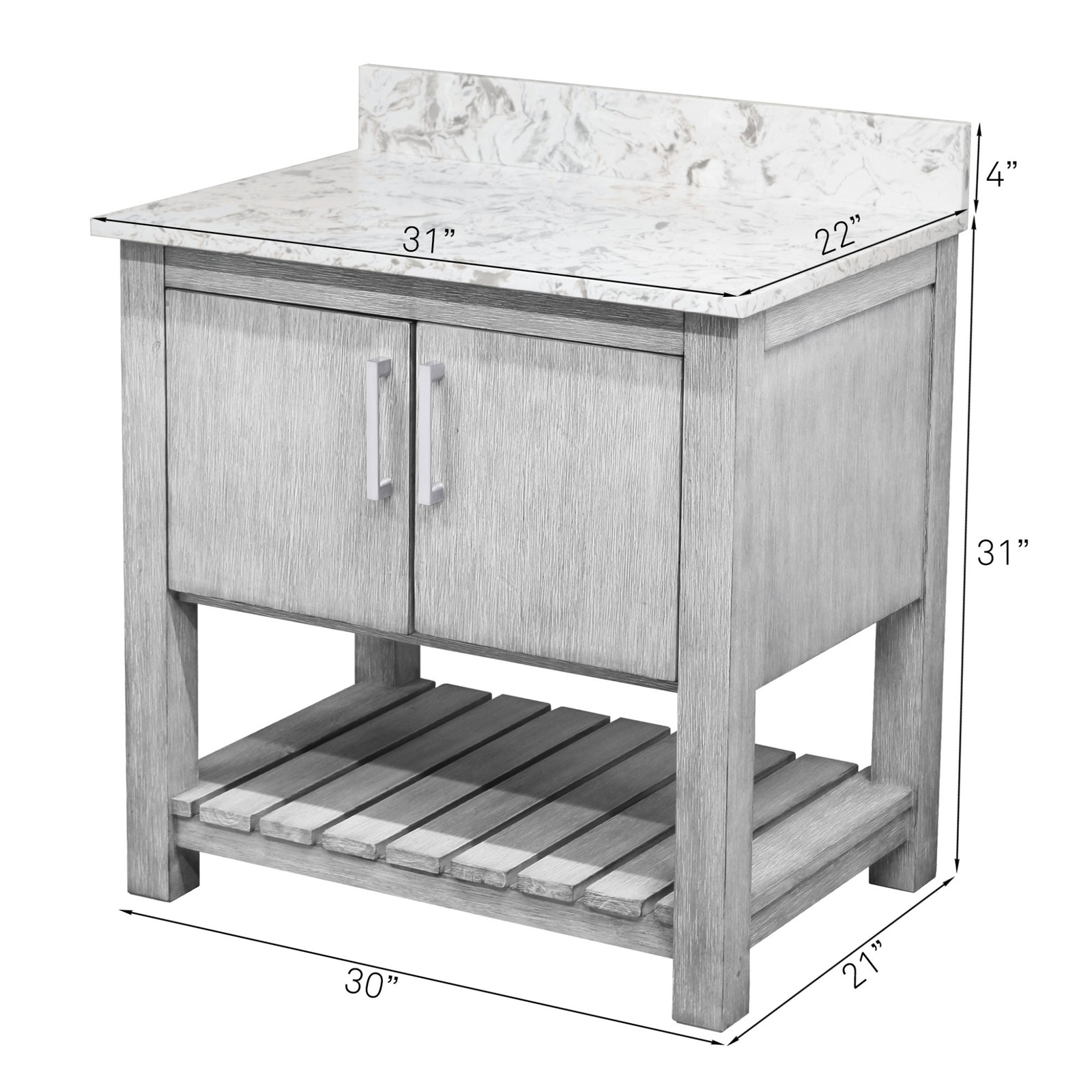 Miseno MV-30SG-6001-317C 30″ – Stonewash Grey / Cafe Mocha Top / Brushed Nickel