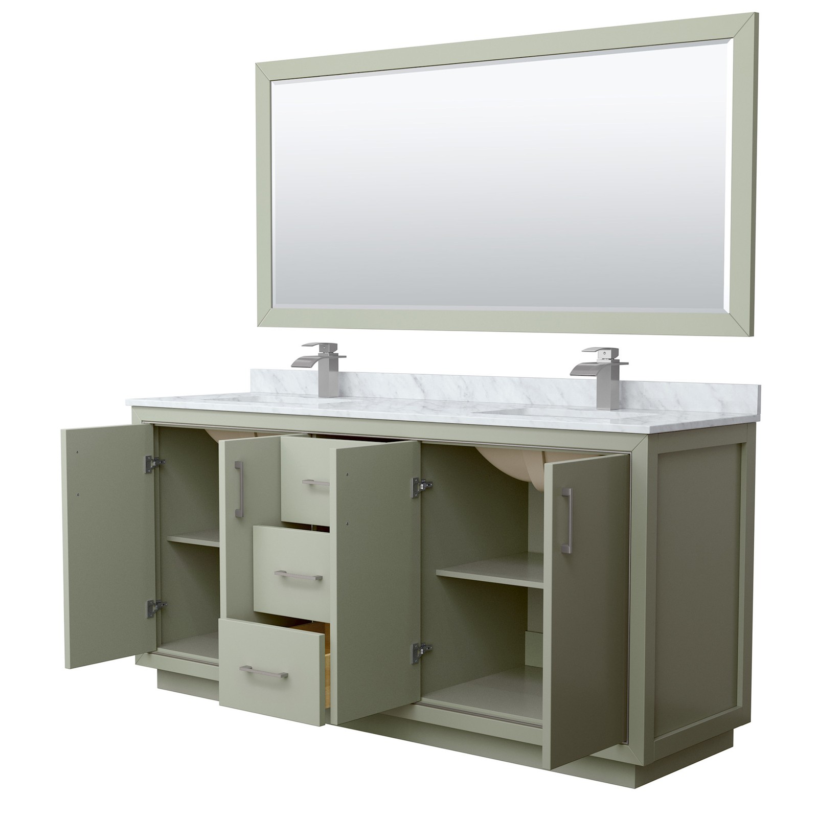Wyndham Collection WCF1111-72D-NAT-M70 Icon 72″ – Light Green / Brushed Nickel