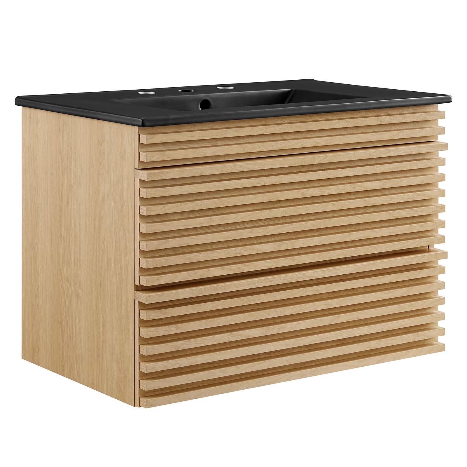 Modway Render 30″ Wall-Mount Bathroom Vanity in Oak Black