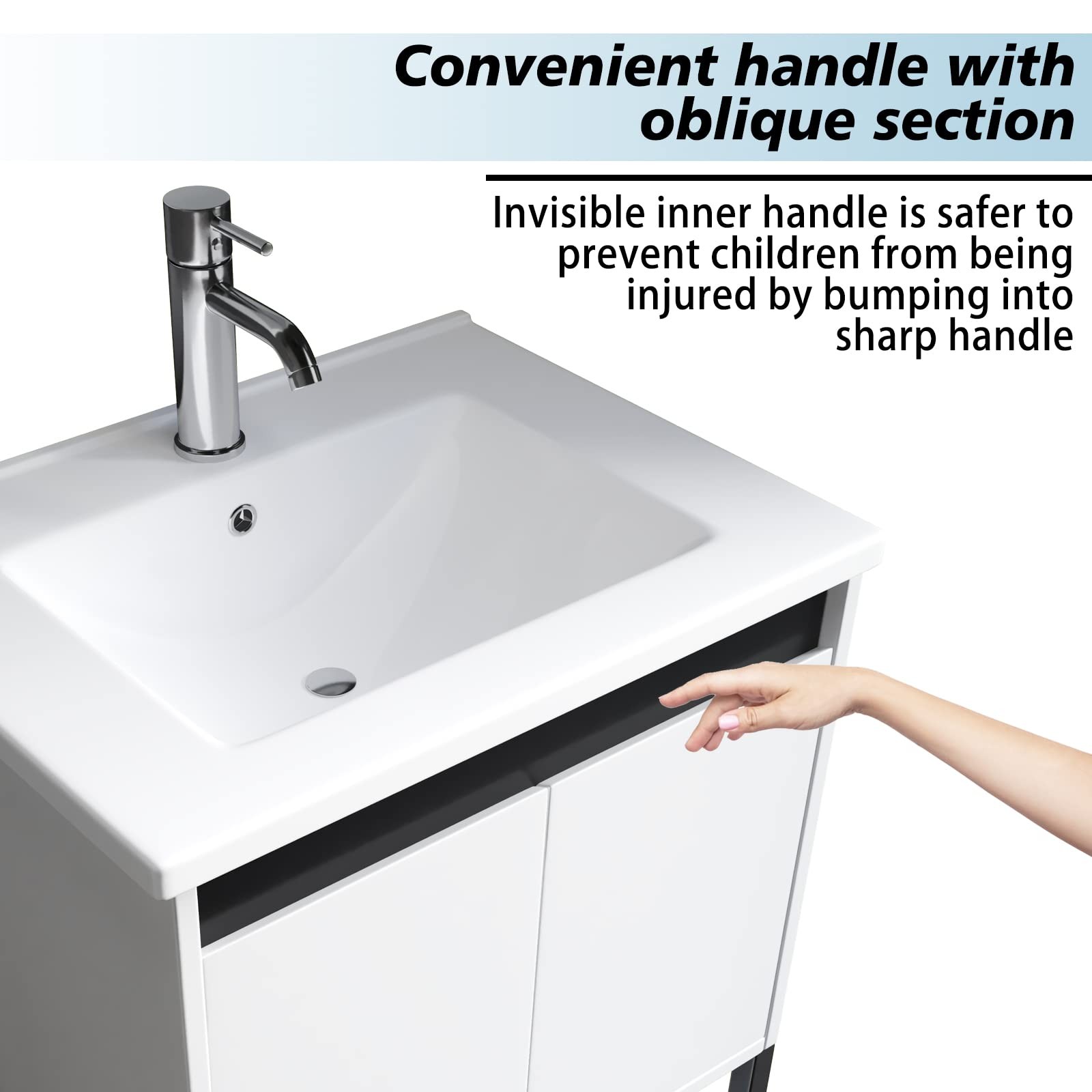 24” Bathroom Vanity with Ceramic Sink, Bathroom MDF Cabinet with White Wash B…